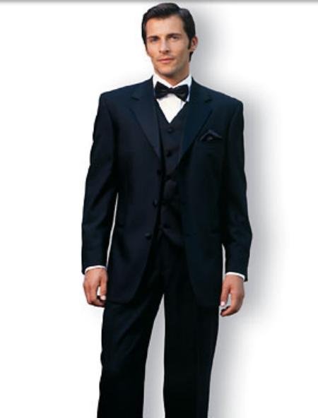 premeier quality italian fabric Designer Black Vested Tuxedo Super 150's Wool suit