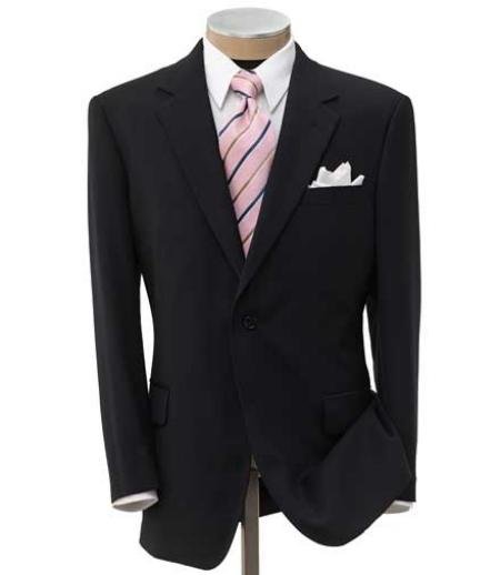 Men's 2 Button Liquid Black Super Wool Center Vent Dress Suit