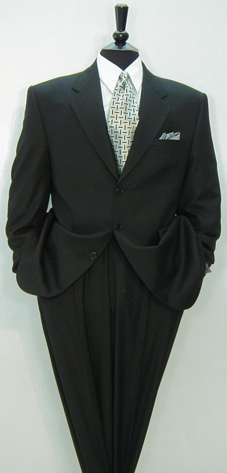 Liquid Black Men's Double Vent Suits premeier quality italian fabric Super 150's Wool