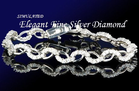 12.80 CT DIAMOND SILVER TENNIS BRACELET 7 1/4