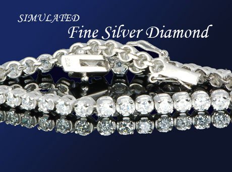 FLAWLESS 9.8CT DIAMOND SILVER TENNIS BRACELET