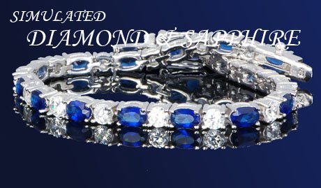 BOLD 16.5 BLUE SAPPHIRE W/ DIAMONDS SILVERTENNIS 7 1/4