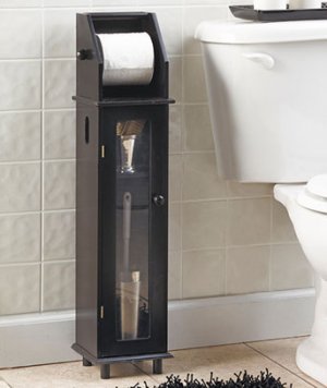 Furniture-Style Black Wooden Toilet Roll Storage