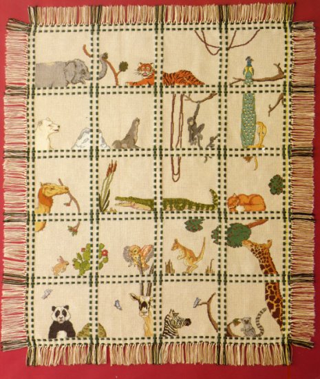 Safari Animals Afghan Sampler Cross Stitch Leaflet Pattern