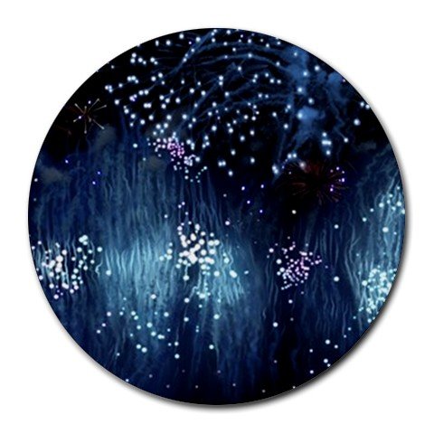 "Blue Rain" Round Mouse Pad