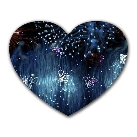 "Blue Rain" Heart-shaped Mouse Pad
