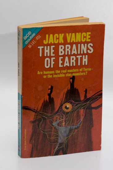 Ace Double #M-141: The Brains of the Earth / The Many Worlds of Magnus Ridolph, both by Jack Vance