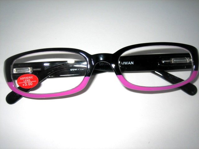 High Quality Reading Glasses 8301-KA27 Black+Pink +3.00