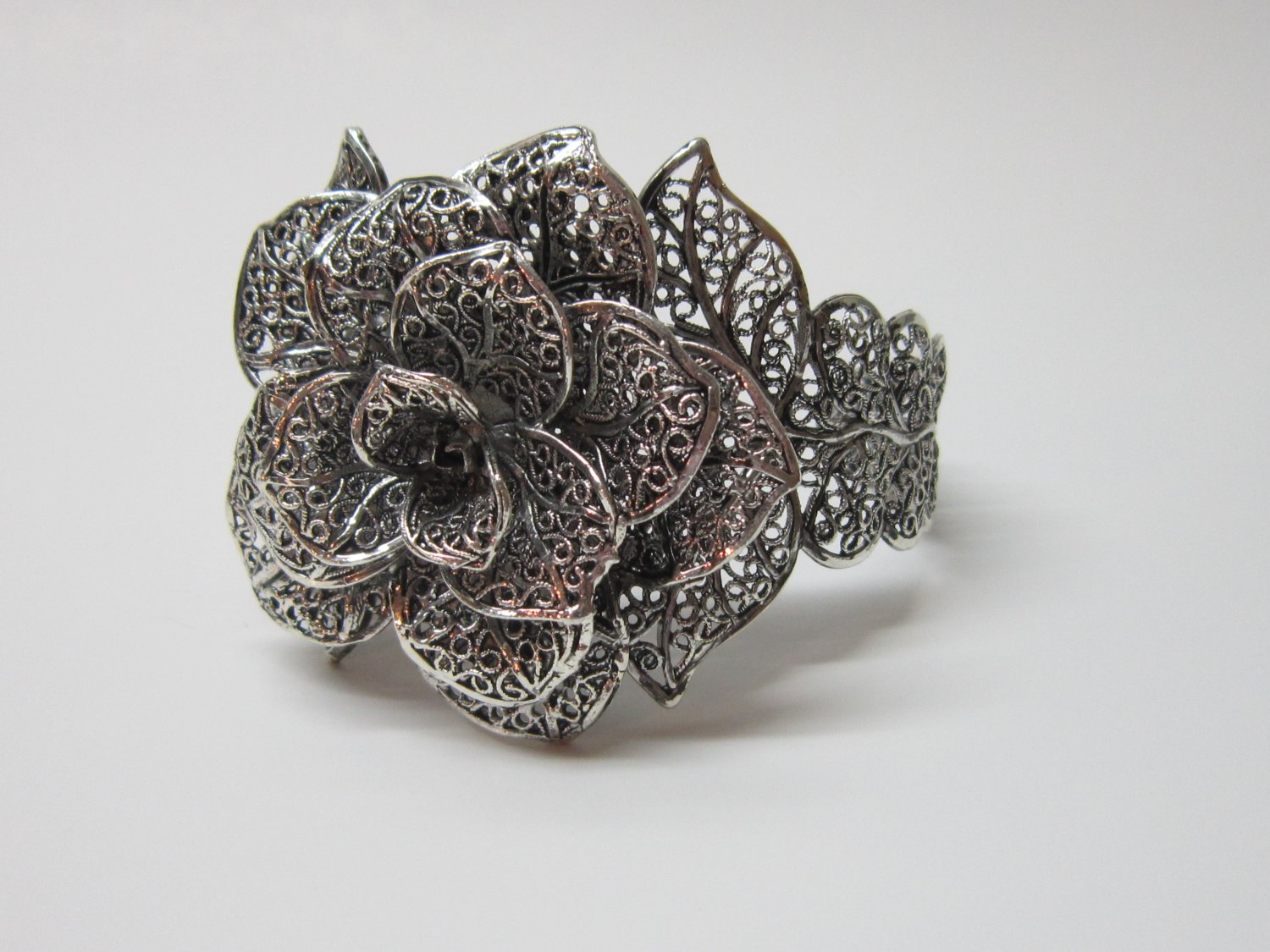Beautiful Blooming Tibetan Silver Cuff Bracelet