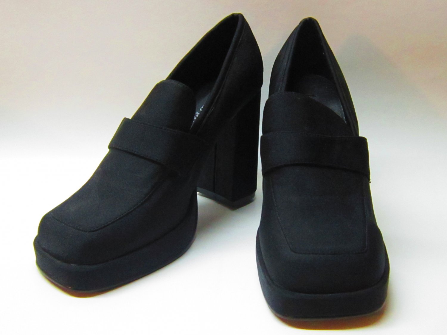 Edward Paul Black Fabric Covered Platform Heels Size 9