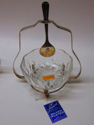 Leonard Silver Sheffield England Silver & Crystal Server