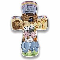 Hand-painted Resin Noahs Ark Cross 72132