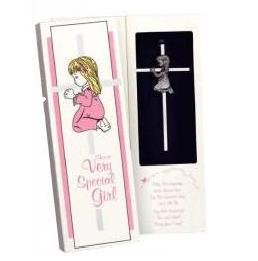 6" Silver Plated Baptism Cross SE01079 Girl