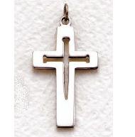 Mens Sterling Silver Cross (24" chain) SX8289SH