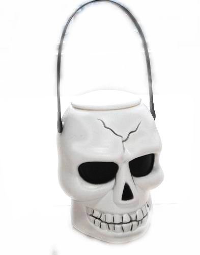 Halloween White Skeleton Head Pail D65559