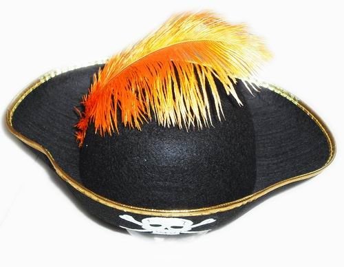 Stylish Feather Decoration Caribbean Pirate Captain Hat D65542