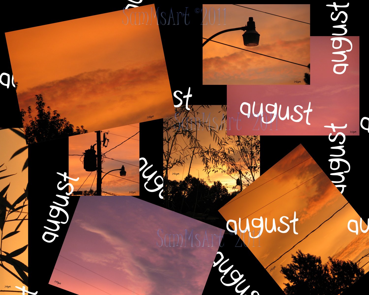 August - 8x10 Print, Digital Fine Art Image Photo - Sunset, summer, fall, Power lines, Clouds