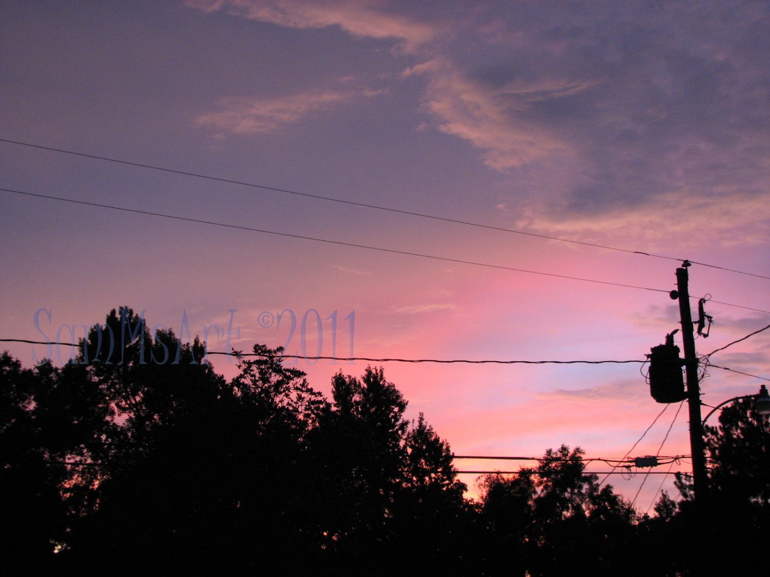 August 41 - 8x10 Print, Digital Fine Art Image Photo - Sunset, summer, fall, Power lines, Clouds