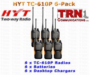 VHF - HYT TC-610P 5 Watt 16 Channel Portable Radio 6-PACK