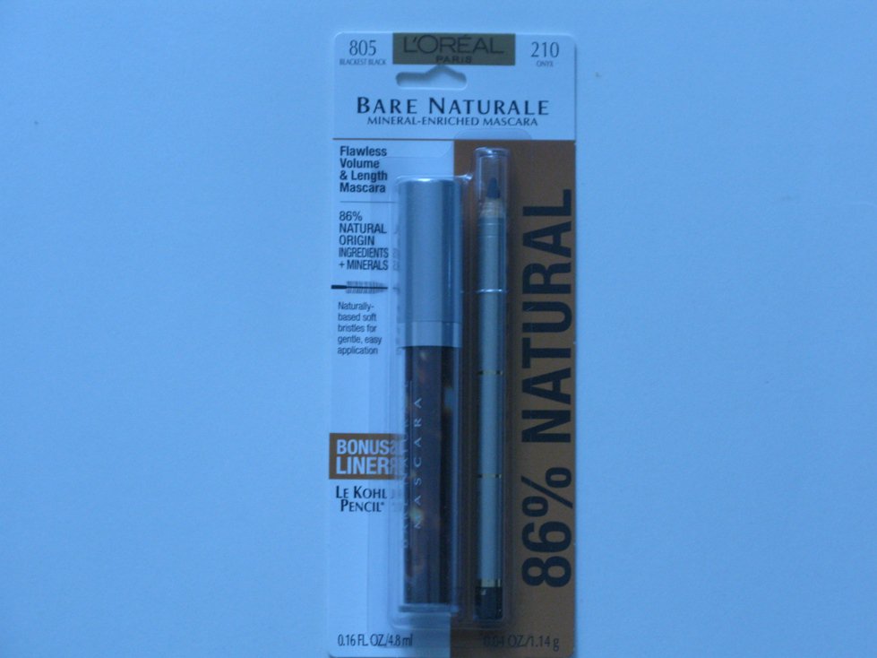 L'Oreal Bare Naturale Mascara w/bonus Le Kohl Pencil Liner Blackest Black( Set )