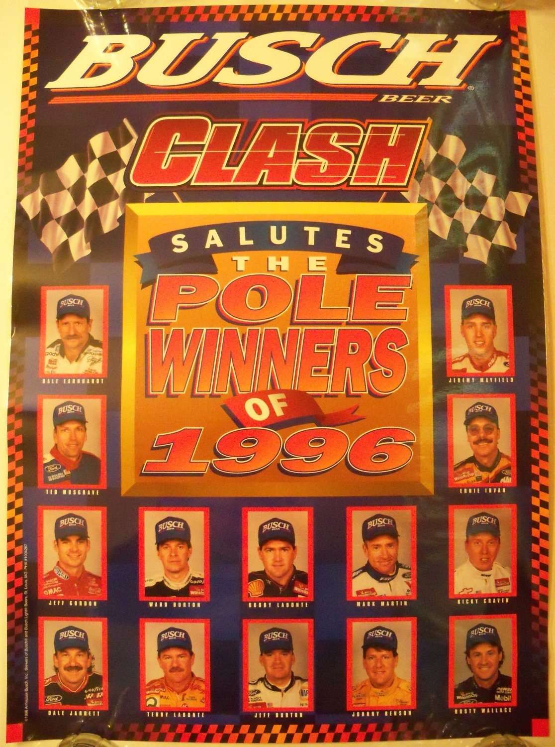 Busch Clash 1996 Pole Winners Nascar Poster