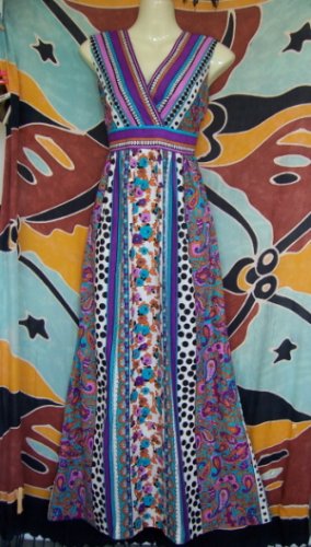 WILD VINTAGE POLKA DOT PAISLEY HANDMADE MAXI DRESS XS / S