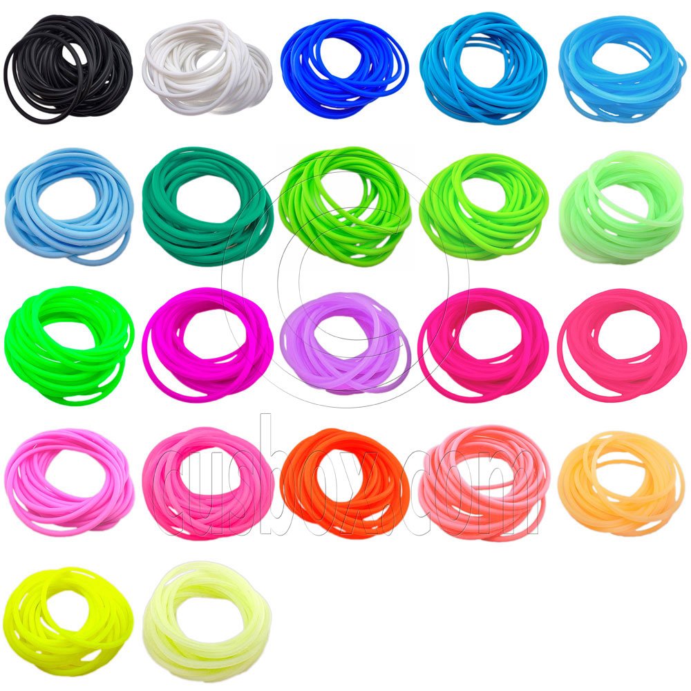 22 pcs Colorful Silicone Elastic Bracelet Black Pink Blue Green Fluorescent #51863