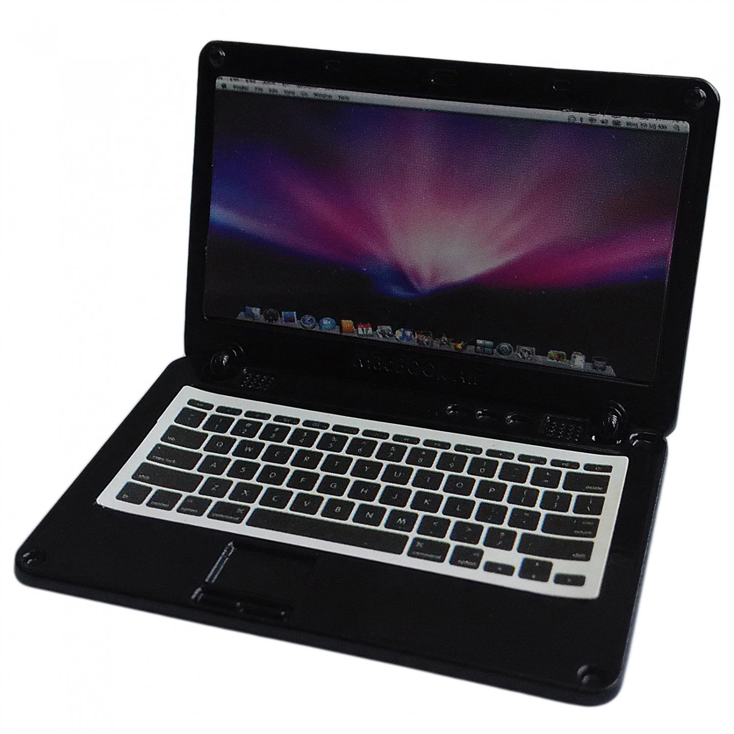 Black Metal Laptop MacBook 16:10 1/12 Scale Doll's House Dollhouse Miniature #13313