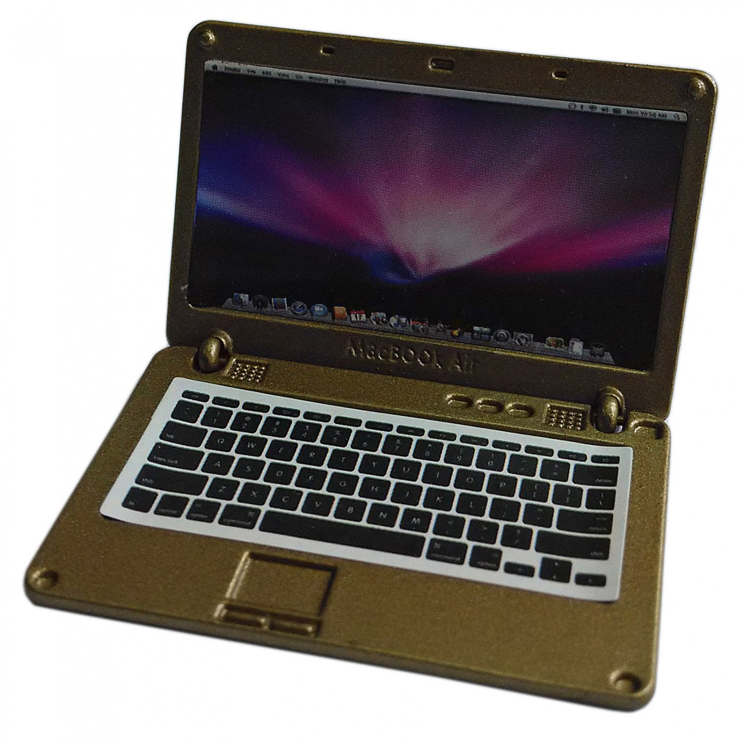 Golden Metal Laptop MacBook 16:10 1/12 Scale Doll's House Dollhouse Miniature #13315