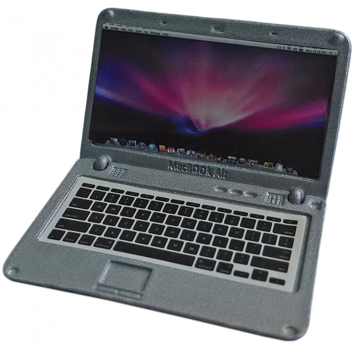 Silver Metal Laptop MacBook 16:10 1/12 Scale Doll's House Dollhouse Miniature #13316