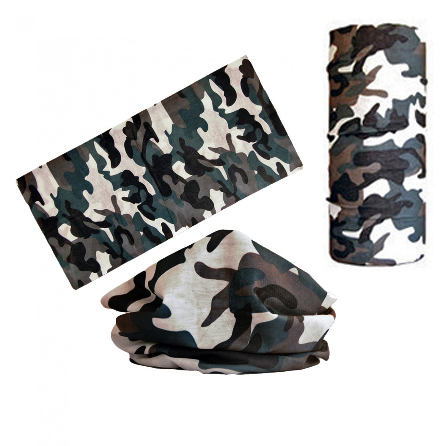 Gray Camouflage Adult Women's Men's Cycling Hiking Scarf Bandana Bandanna Gear #13302