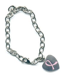 Silver Charm Bracelet - Pink Heart