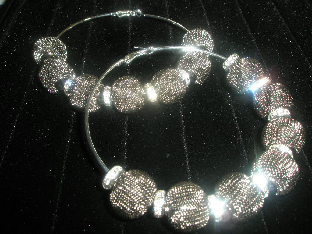 Pewter Mesh Hoop Earrings - LARGE Basketball Wives Inspired