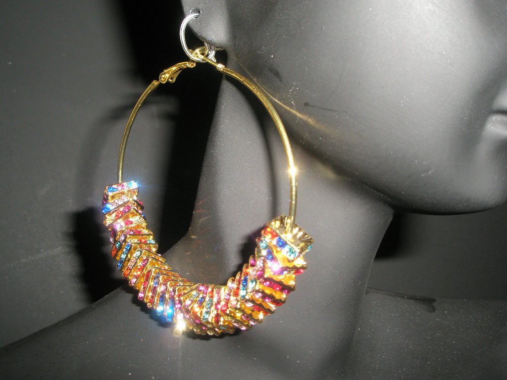 NEW ITEM! BASKETBALL WIVES Multi-Colored SQUARE Charm Hoop Fashion Earrings-SMALL