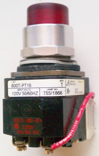 Allen Bradley 800T-PT16 Pilot Light Red 120 Volt 4,13