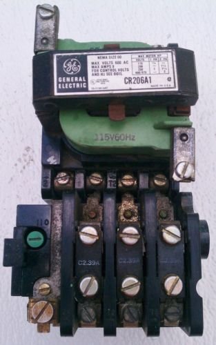 GE CR206A1 Motor Starter Size 00 115 Volt Coil C2.39A