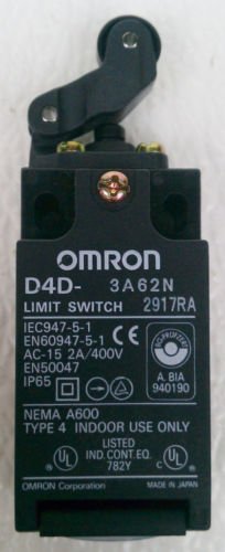 Omron D4D-3A62N Safety Limit Switch Type 4 2 Amp 400 Volt DPST NO/NC Roller Arm
