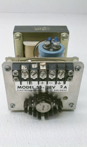 Electrostatics Inc Model 55 Power Supply 28 V 2/5 Amp 5 VDC