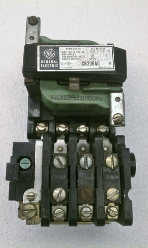 GE/ General Electric CR206A0 Motor Starter NEMA Size 00 600 Volt 120 VAC Coil