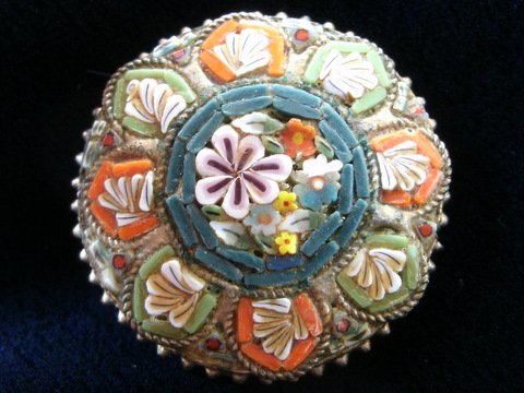 Micro Mosaic Brooch Pin Made in Italy