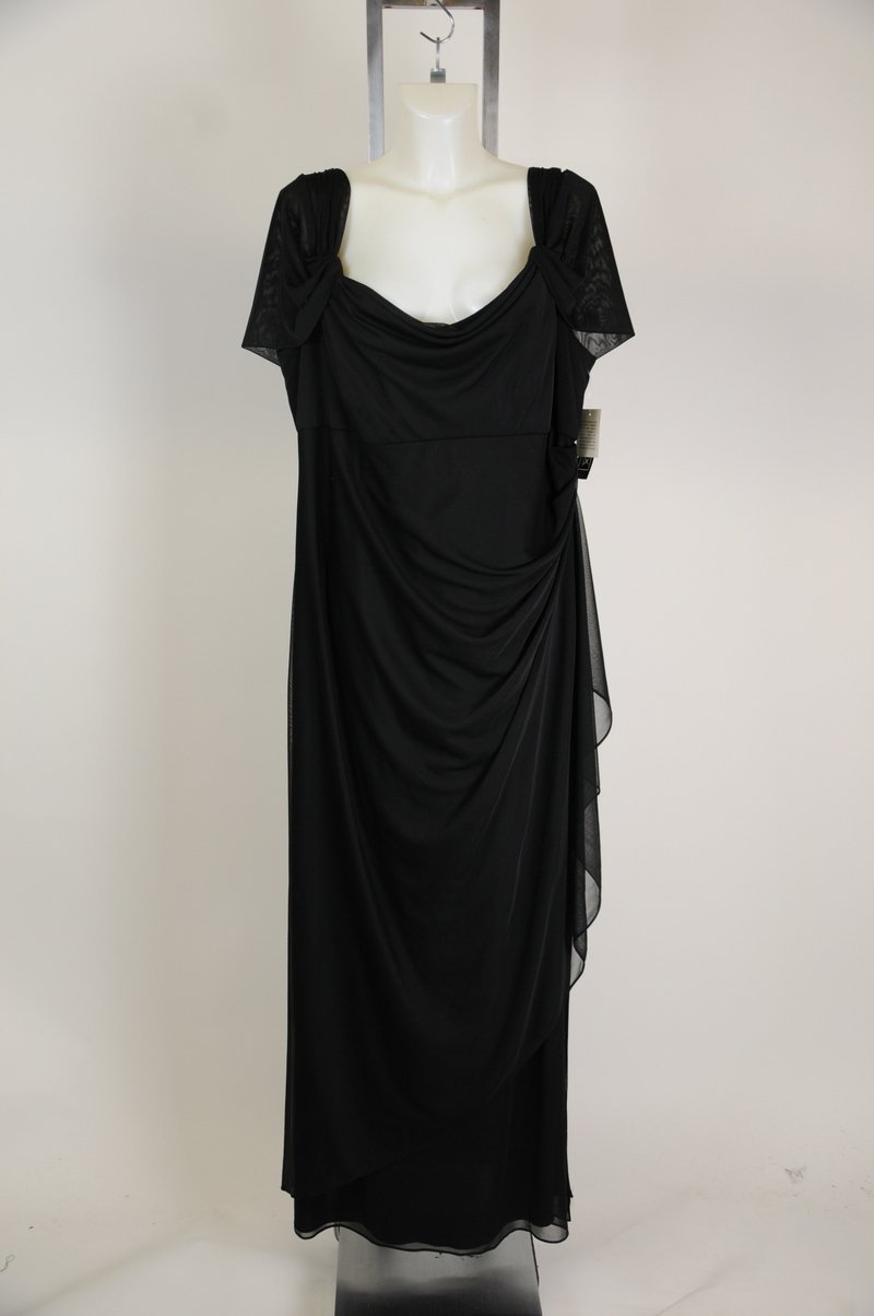 New Alex Evenings Women Black Long Evening Dress Gown Plus Size 22W