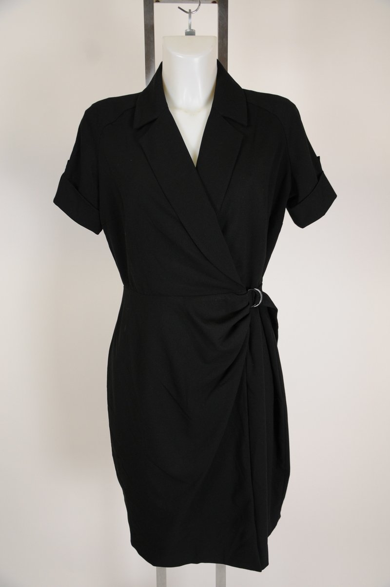 NWOT Clavin Klein Black Wrap Dress Wear To Wrok Casual Size 12