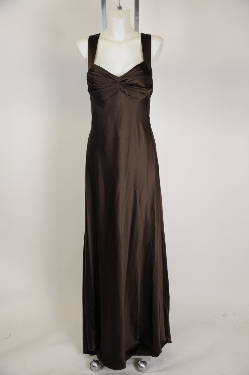 New Cute Calvin Klein Brown Polyester Evening Gown Maxi Dress Size 14