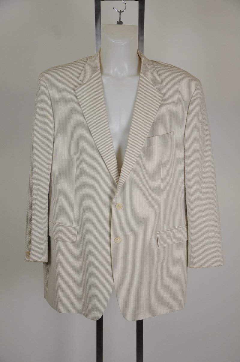 NWOT Lauren by Ralph Lauren Off White & Tan Pin Stripe Large Size 50 L Blazer