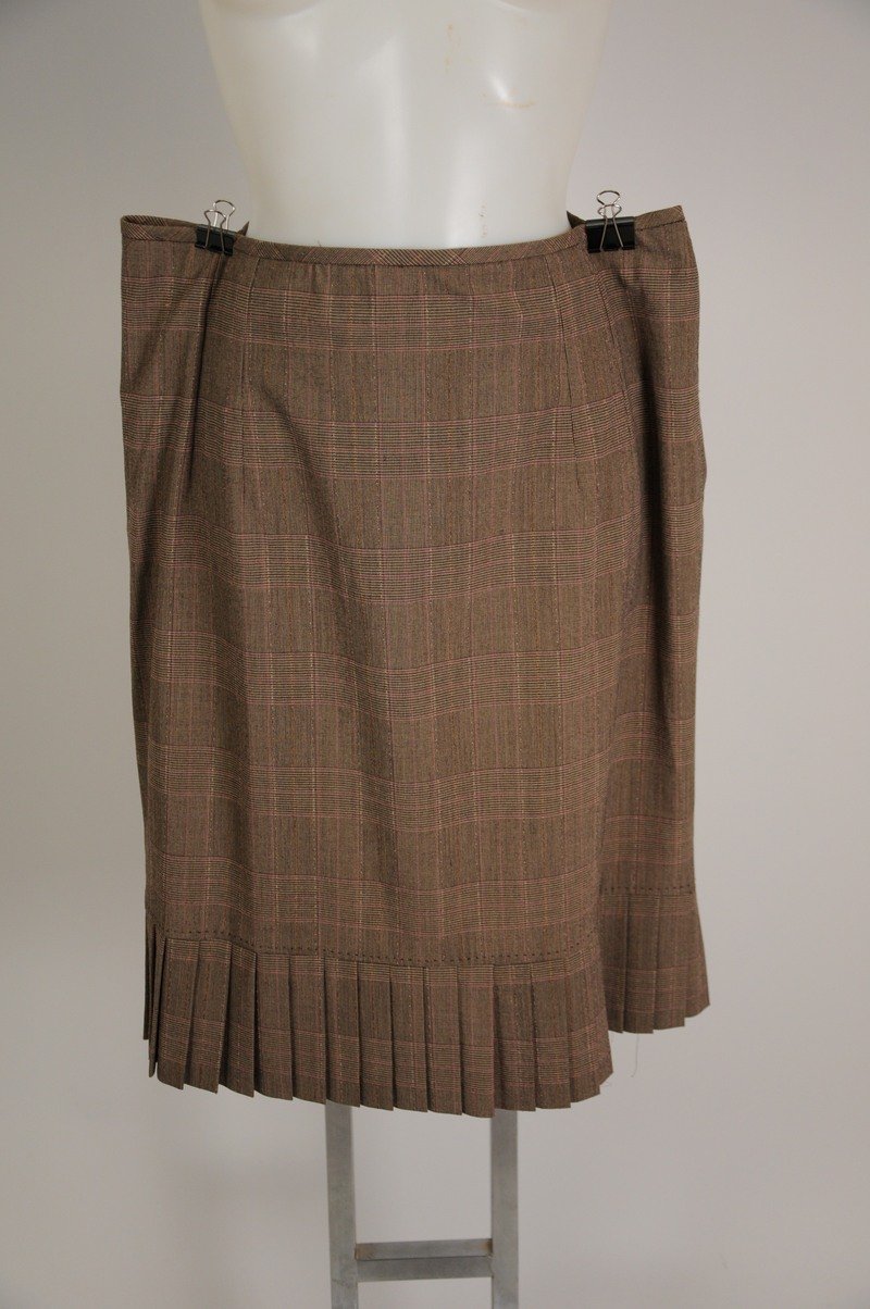 Handmade Brown Plaid Plus Size Waist 38" Skirt