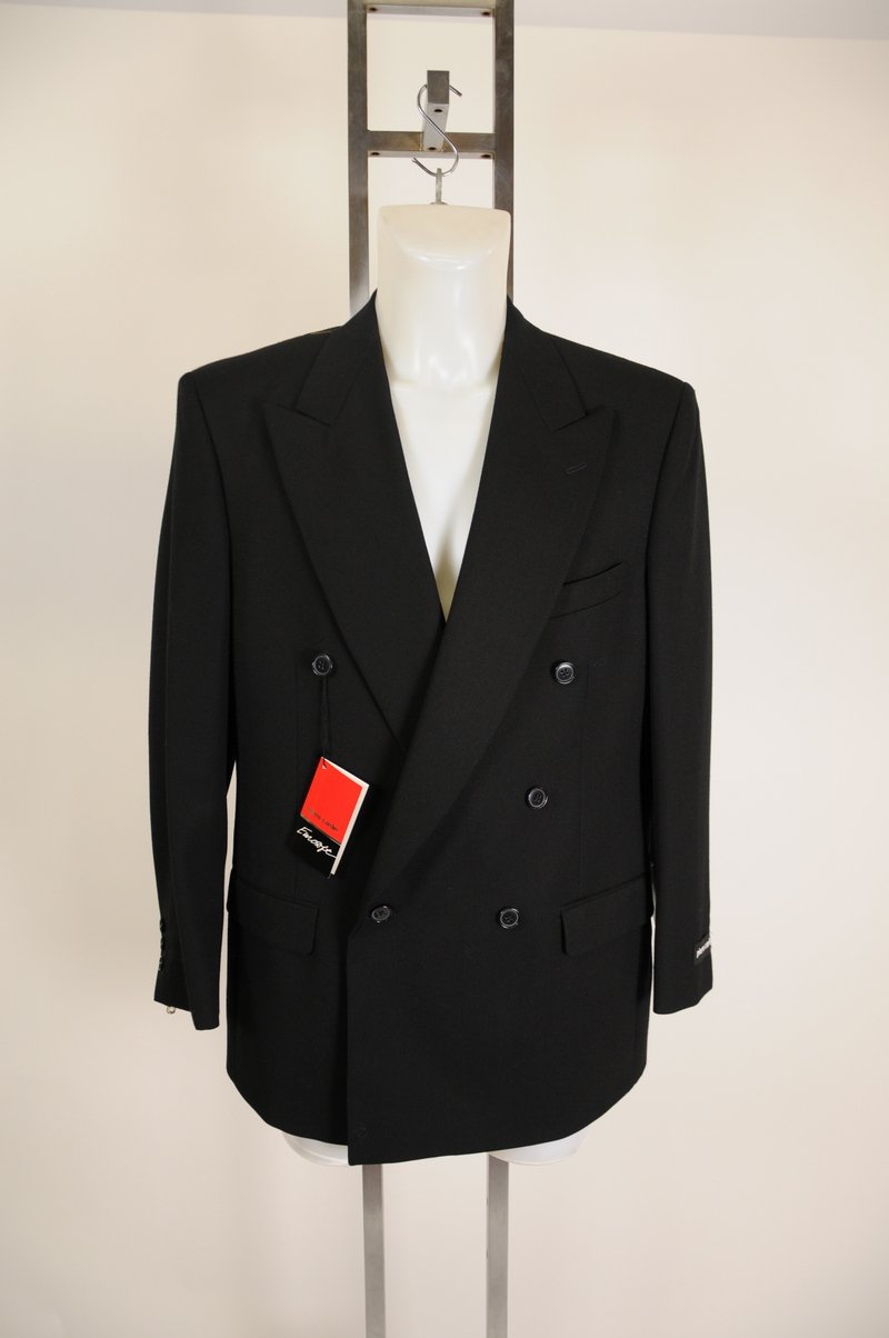 New Pierre Cardin 100% Wool Black Double Breasted Blazer Size 41R