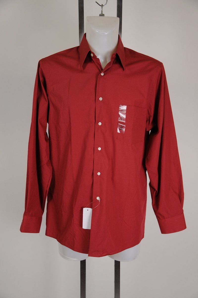 New Van Huesen Poplin Lava Red Dress Shirt Size 16 34-35 Large