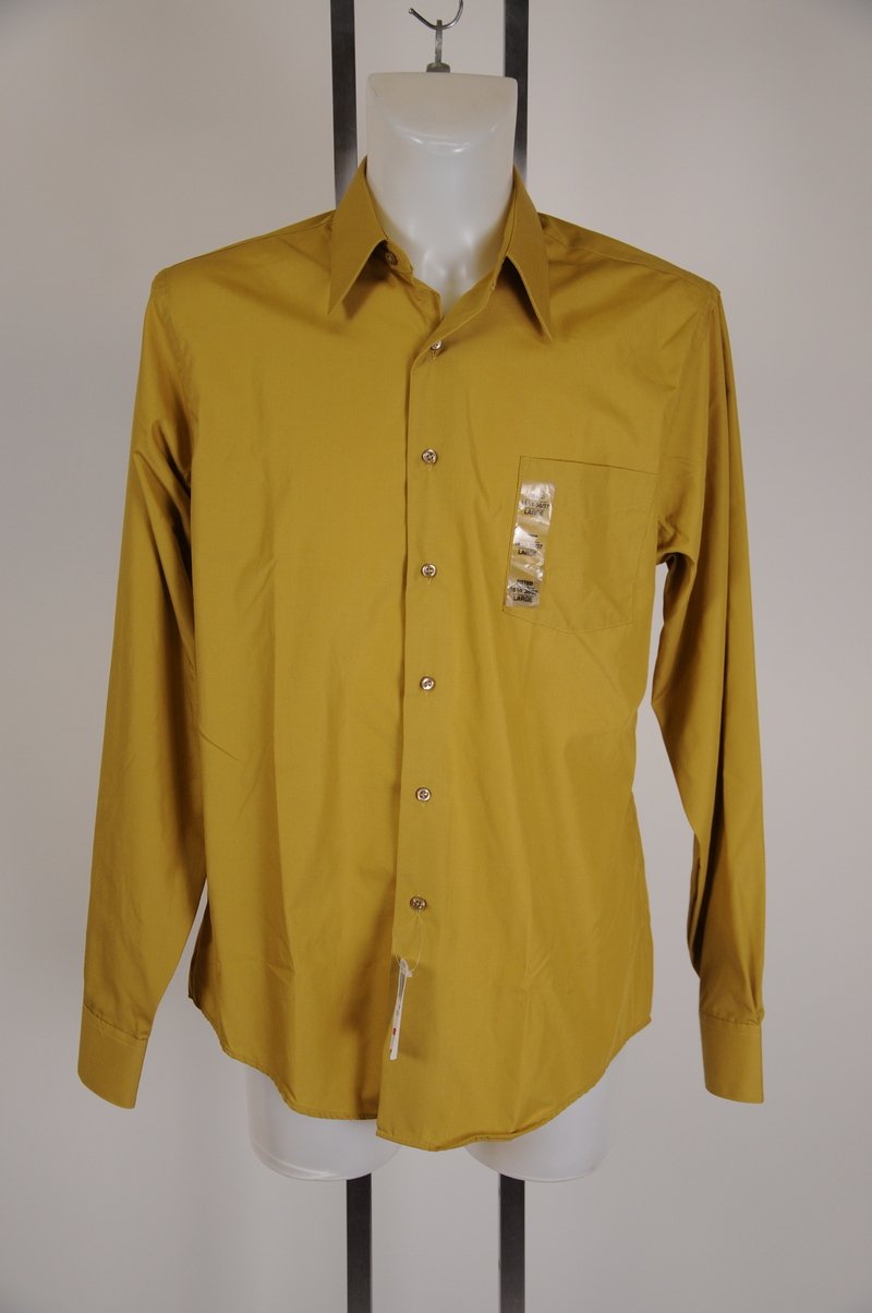 New Van Huesen Fitted Gold Leaf Dress Shirt Size 16 1/2 36-37 Large
