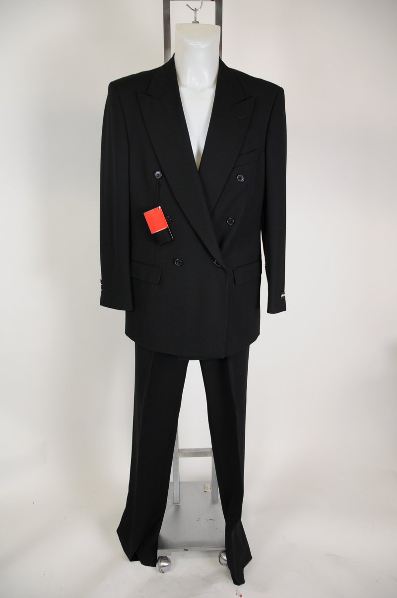New Mens Pierre Cardin Black Double Breasted Suit Size 50 long Waist 45