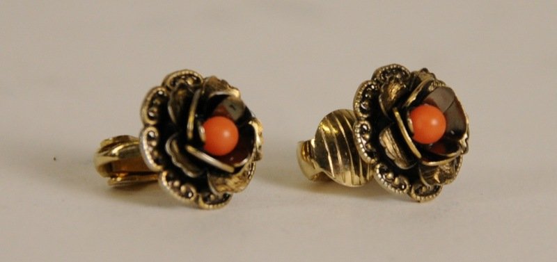 Frida Clip On Rose Earings w/ Orange Center For Salma Hayek COA